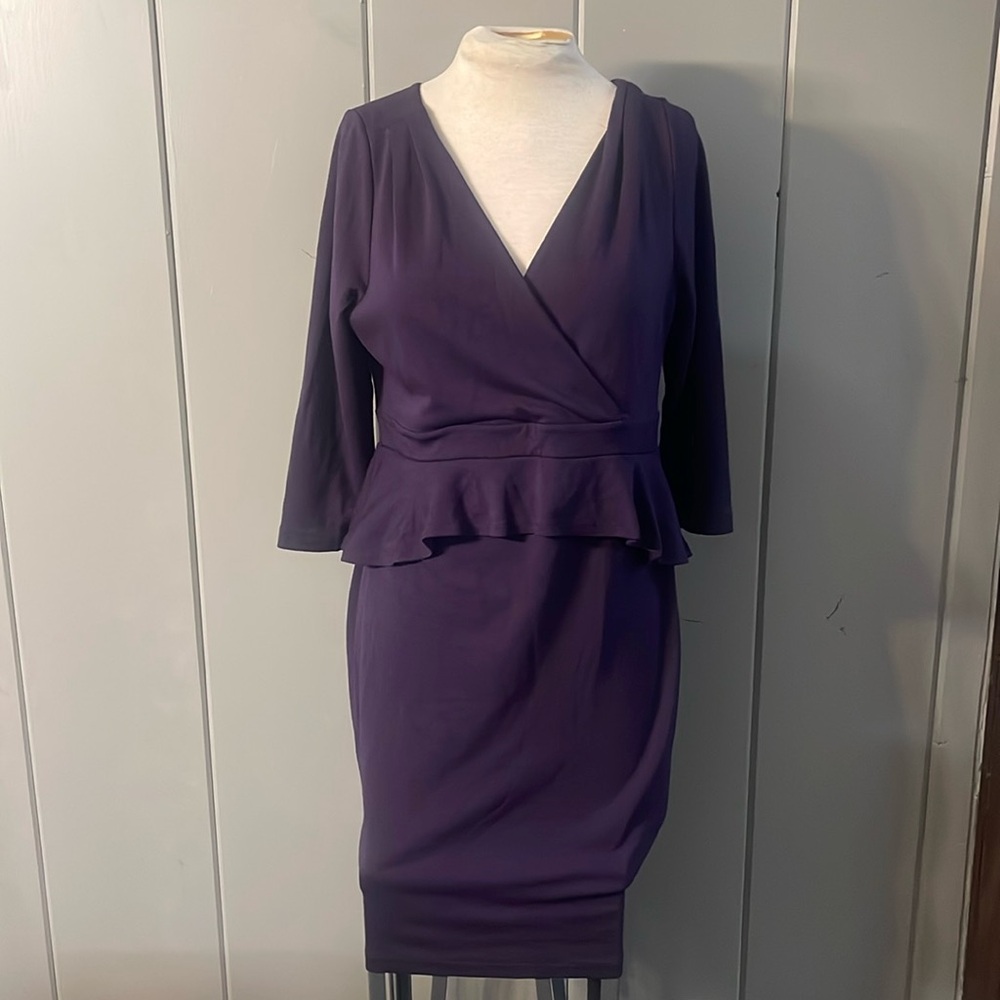 Seraphine Plum Purple Peplum Dress Maternity Baby Shower Minimalist Stretchy